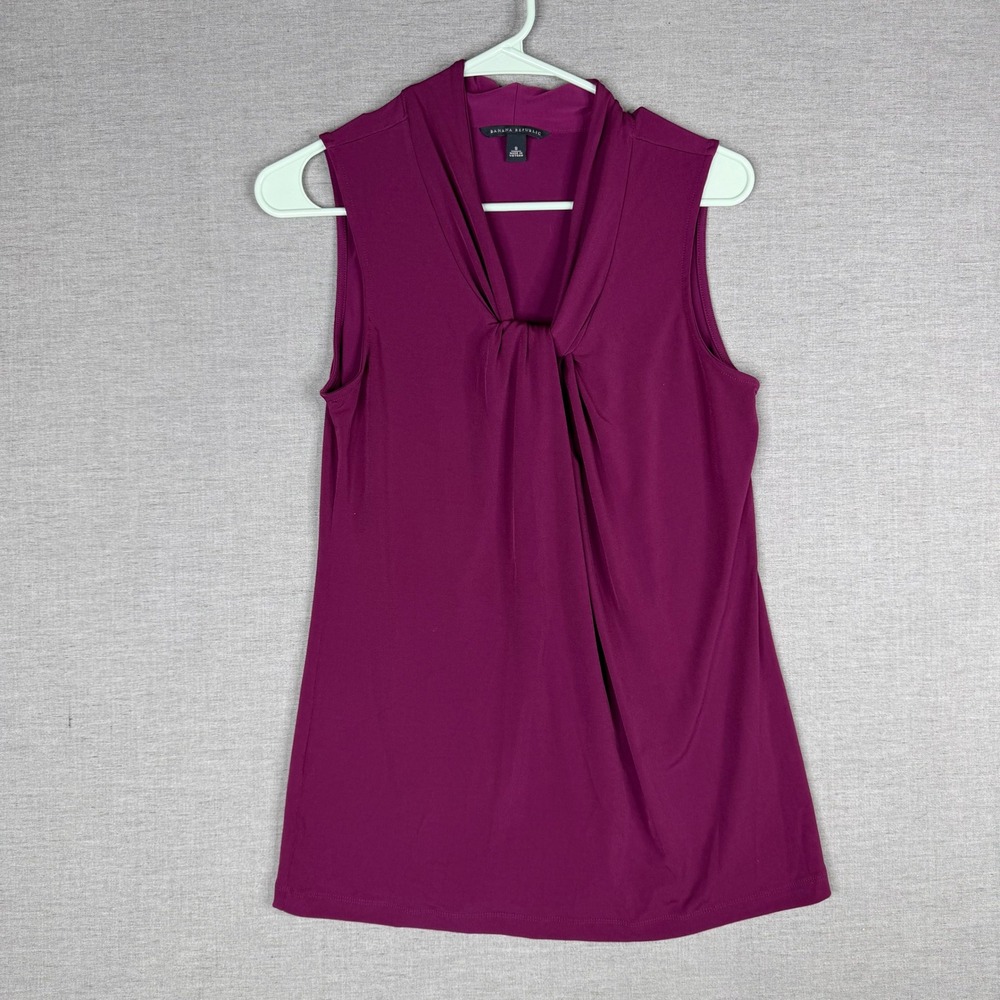 Banana Republic Womens Small Magenta Purple Sleeveless Drape Front Blouse Top